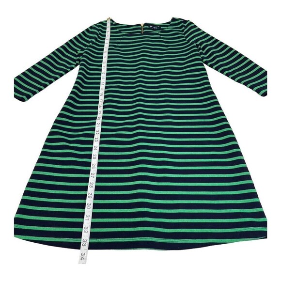 GAP Womens Small Green Navy Blue Striped Dress 3/4 Sleeve Zip Back Midi - Picture 4 of 7